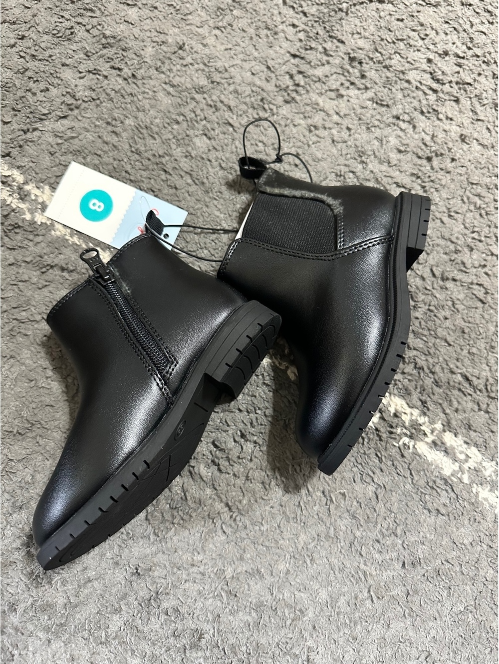 Cat & Jack Black/Tanner Chelsea Ankle Boots Size 8